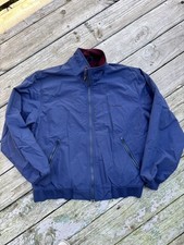 Vintage L.L. Bean Warm Up Jacket L Mens Navy Blue Nylon Fleece Lined Outdoor