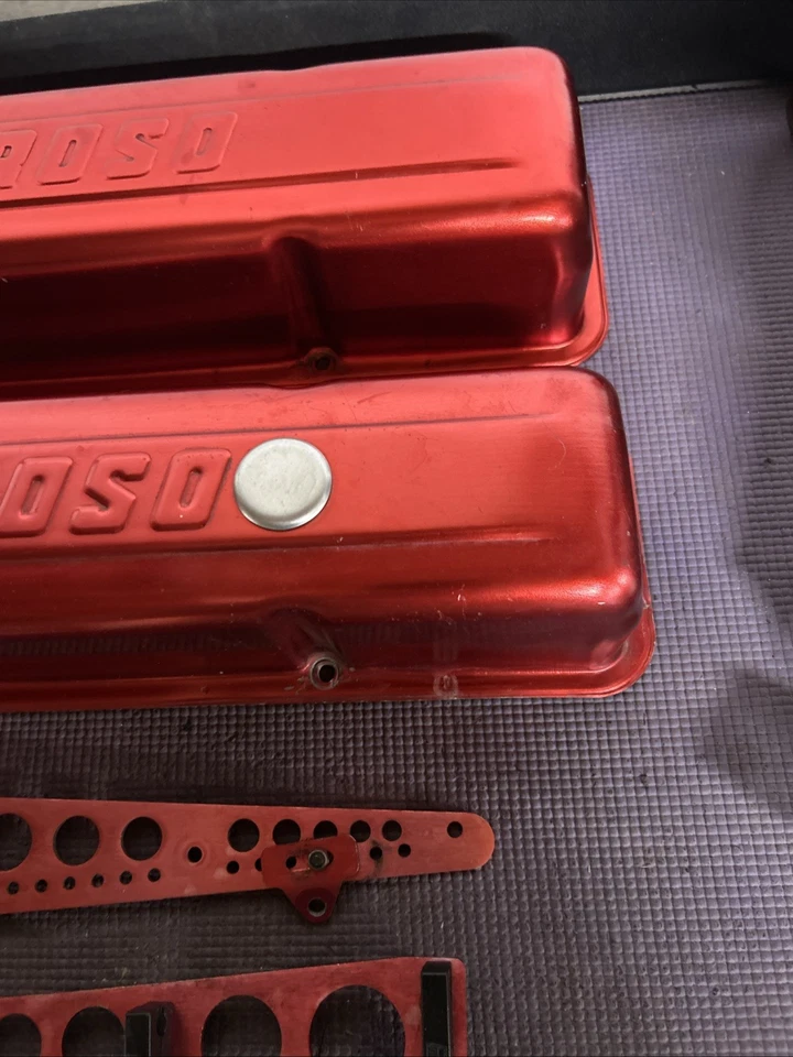 vintage racing red moroso valve covers sbc 302 327 350 377 383 400 406 drag race - Image 4 of 4