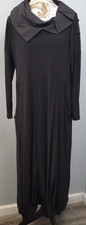 Caraclan Goth Witchy Dress Women S Black Pleated Waist Drape Pocket Shawl Collar