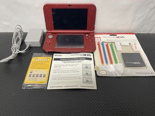 Red Nintendo 3DS XL w/ AR Cards and Accessories Tested Works NH
