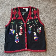 White Stag Plus Size 18W/20W Christmas Sweater Vest  Elves Vintage