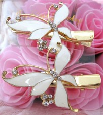 2pcs Girls Crystal Butterflies Rhinestone Enamel Party Hair Clips new