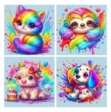 4 Pack Paint by Numbers – Cute Animals for Kids, DIY Acrylic Painting Kits