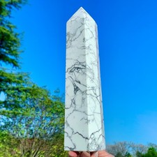 2.14LB Natural Howlite Obelisk Crystal Crystal Tower Wand Point Reiki Healing