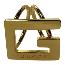 GUCCI Plated G Logo G Motif Gold Scarf Ring with Scratches and Stains