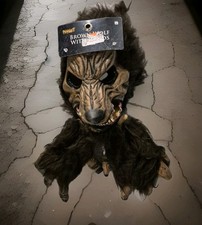 Halloween Werewolf Big Bad Wolf Gray Mask Adult Size With Hands Claws