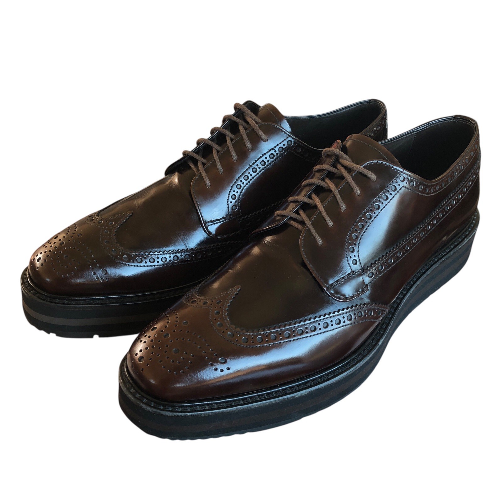 PRADA PLATFORM BROGUE - Limited Edition Oxford Authentic Oxblood Leather 8.5 VTG image 8