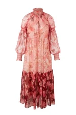 Zimmermann Concert Spliced Lantern Midi Dress Sz 1 US 2/4 Pure Silk Pink