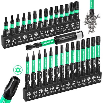 29pc Torx Security Bit Set S2 Steel Impact Driver Tamper Proof Star Bits