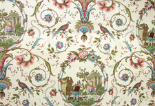 Vintage Brunschwig  Fils Falconet Cotton Print Fabric Sample 36" x 34"