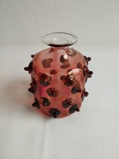 VINTAGE MURANO MINIATUR GLAS VASE NOPPEN BUBBLES ROT ITALIEN 60ER JAHRE
