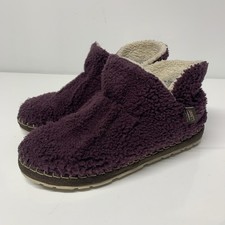 LL Bean Sherpa Pile Slippers Fleece Cozy Purple Slip On Shoes, Womens Size 10 M