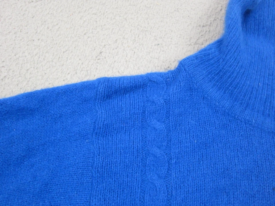 Винтажный шерсти Angora свитер женщин очень маленький XS синий укороченный водолазка вязаный - Изображение 3 из 4