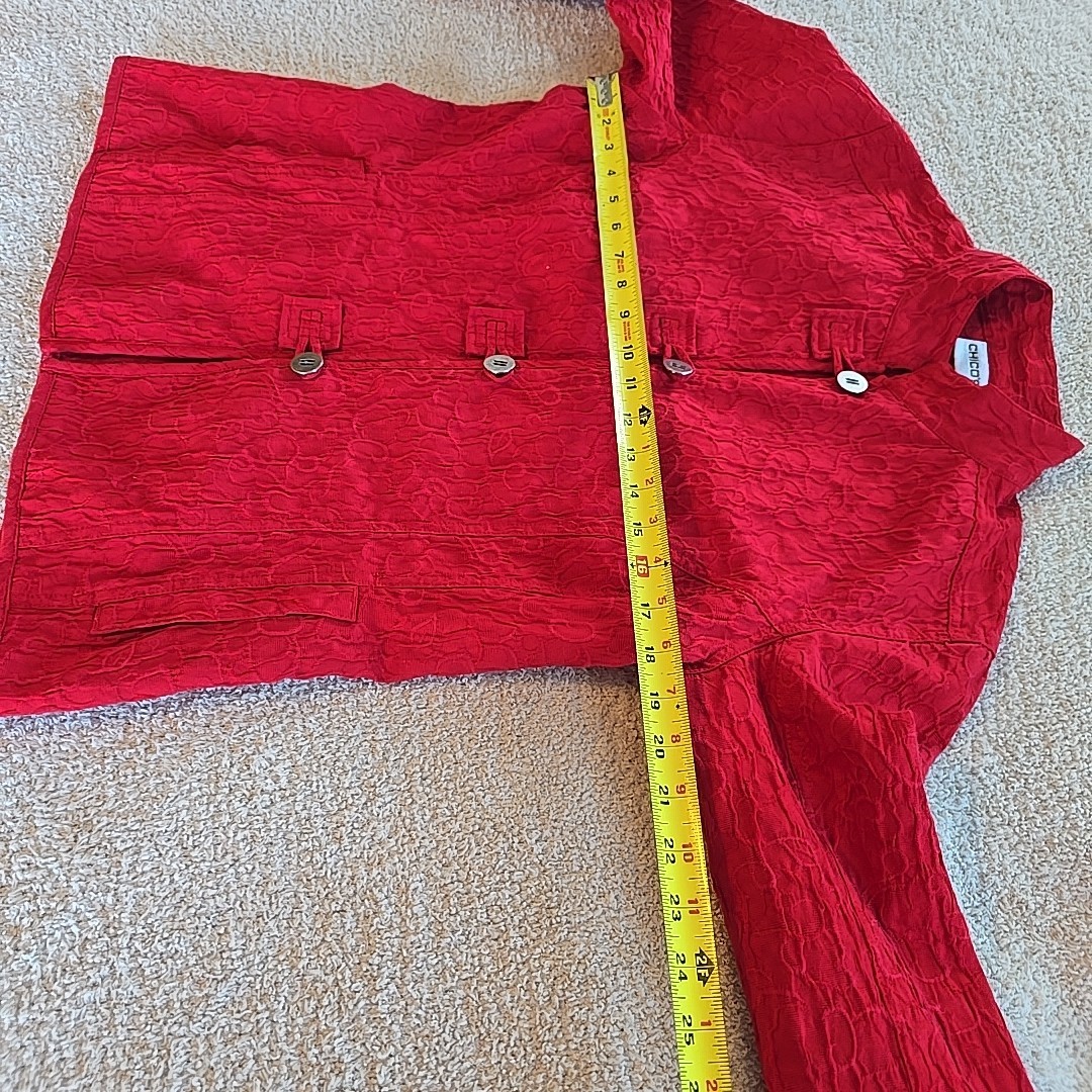 Chicos Button Down Top Light Jacket Cardigan Crin… - image 12