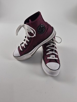 Converse All Star High Tops Youth size 4 Magenta/Black Texture Upper Rubber Sole