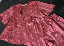Vintage Victoria Secret Gold Label Satin Pajama Set Pink 2pc M Top Shorts EUC