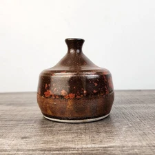 Handmade Ceramic Bud Vase Rustic Earth Tones Speckled Accent