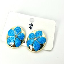 Cute Blue Flower Stud Earrings Women's Fashion Jewelry Pretty Floral Post