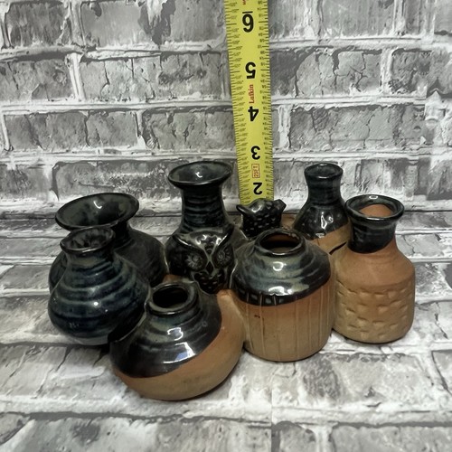 Takahashi San Francisco Ceramic Pottery Mini Bud Vases Cluster With Owls - Picture 7 of 8