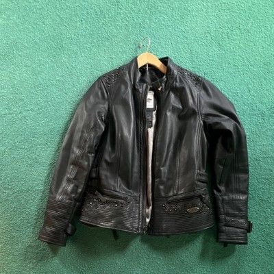Harley-Davidson Women's Black Leather Studded Embellished Jacket
