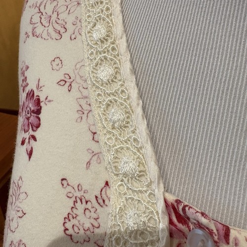 Floral Lace Nightgown White w/Pink Flowers and Ruffled Hem Wmn’s Sz M - Picture 7 of 9