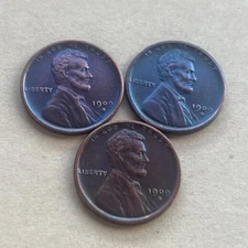 Lot of 3 1909-S Lincoln Wheat Cent Penny Rare Sought As shown in the figure