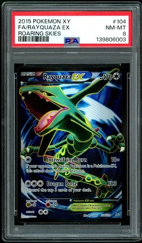 2015 POKEMON XY ROARING SKIES #104 FULL ART/RAYQUAZA EX PSA 8