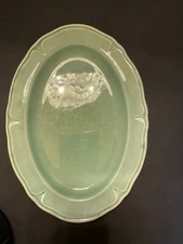 Vintage Mount Clemons Petal ware Possibly Green 9 1/2 Inches Small Platter Plate