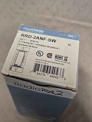 Lutron RRD-2ANF-SW Radio RA2 Fan CONTROL SNOW WHITE -NEW