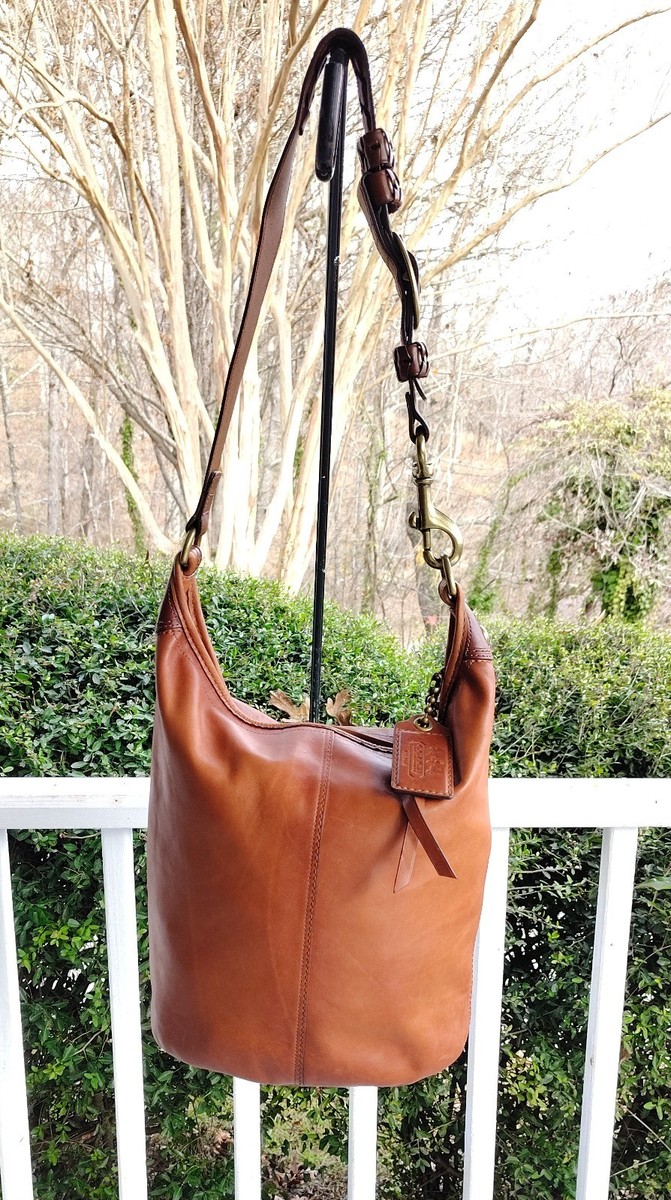 Coach XL Vintage 11423 Cognac Bleecker Tattersall Leather Duffle