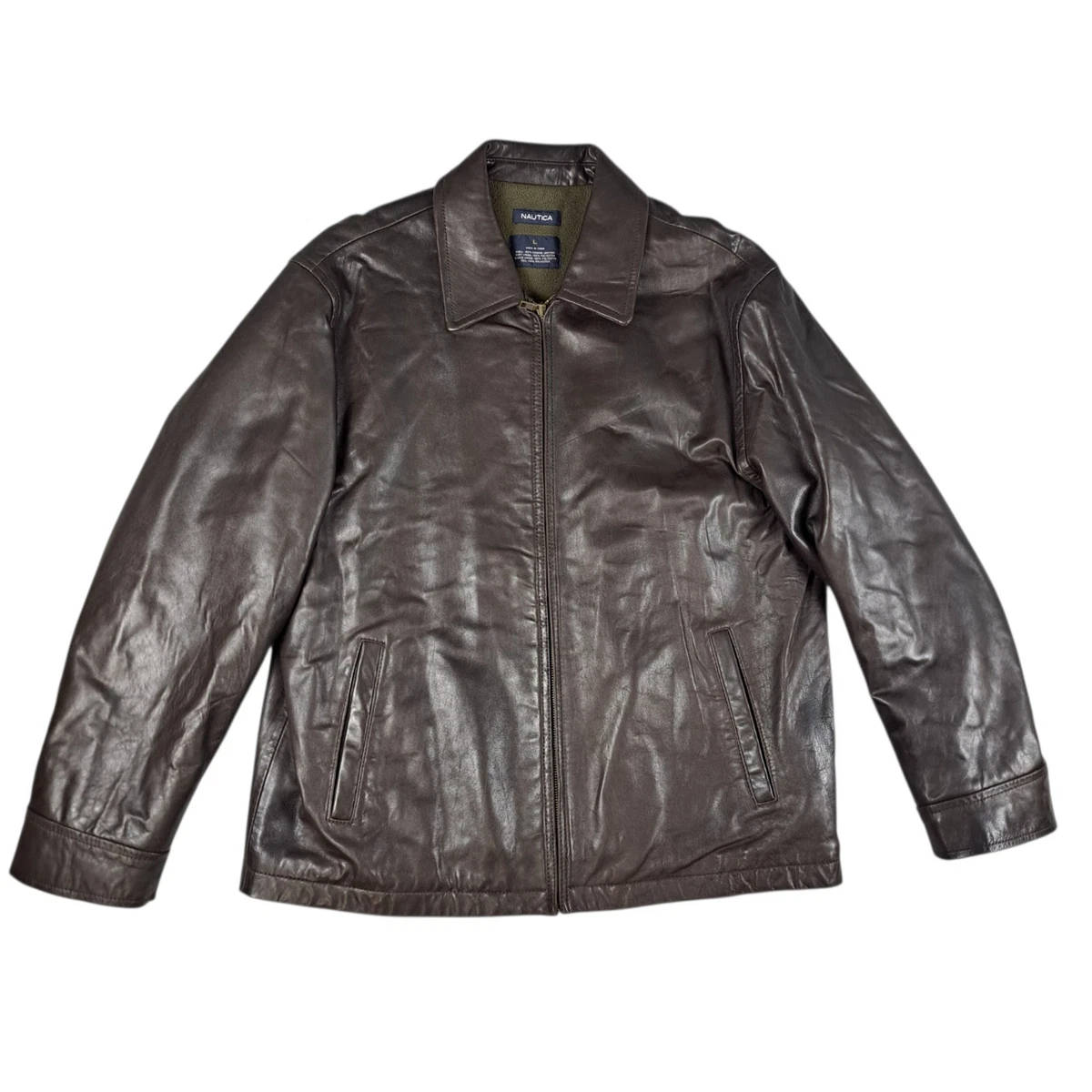 Nautica Leather Outer Shell Brown Coats, Jackets & Vests for Men