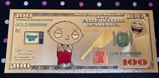 Banconota Family Guy in lamina oro 24k cartone animato da collezione Stewie Griffin