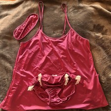 Katie  Laura Purple berry Satin Cami Set And Matching Pixie Lily Panty. Small