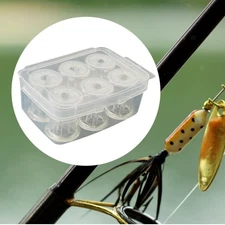 6x Fishing Bobbin Spools with Box Empty Spools