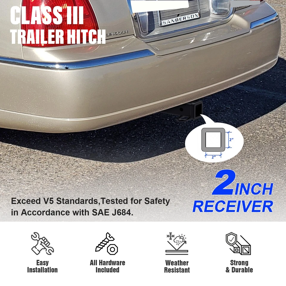 Trailer Towing Hitch 2 Inch Receiver fit Lincoln Town Car 1981-2011 - Image 3 of 4