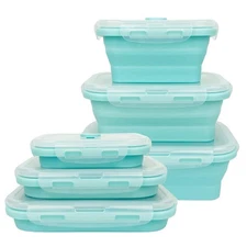 Silicone Collapsible Food Storage Containers-Prep/Storage Bowls with Lids - S...