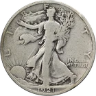 1921-P Walking Liberty Half Choice VG+ Key Date Superb Eye Appeal Strong Strike