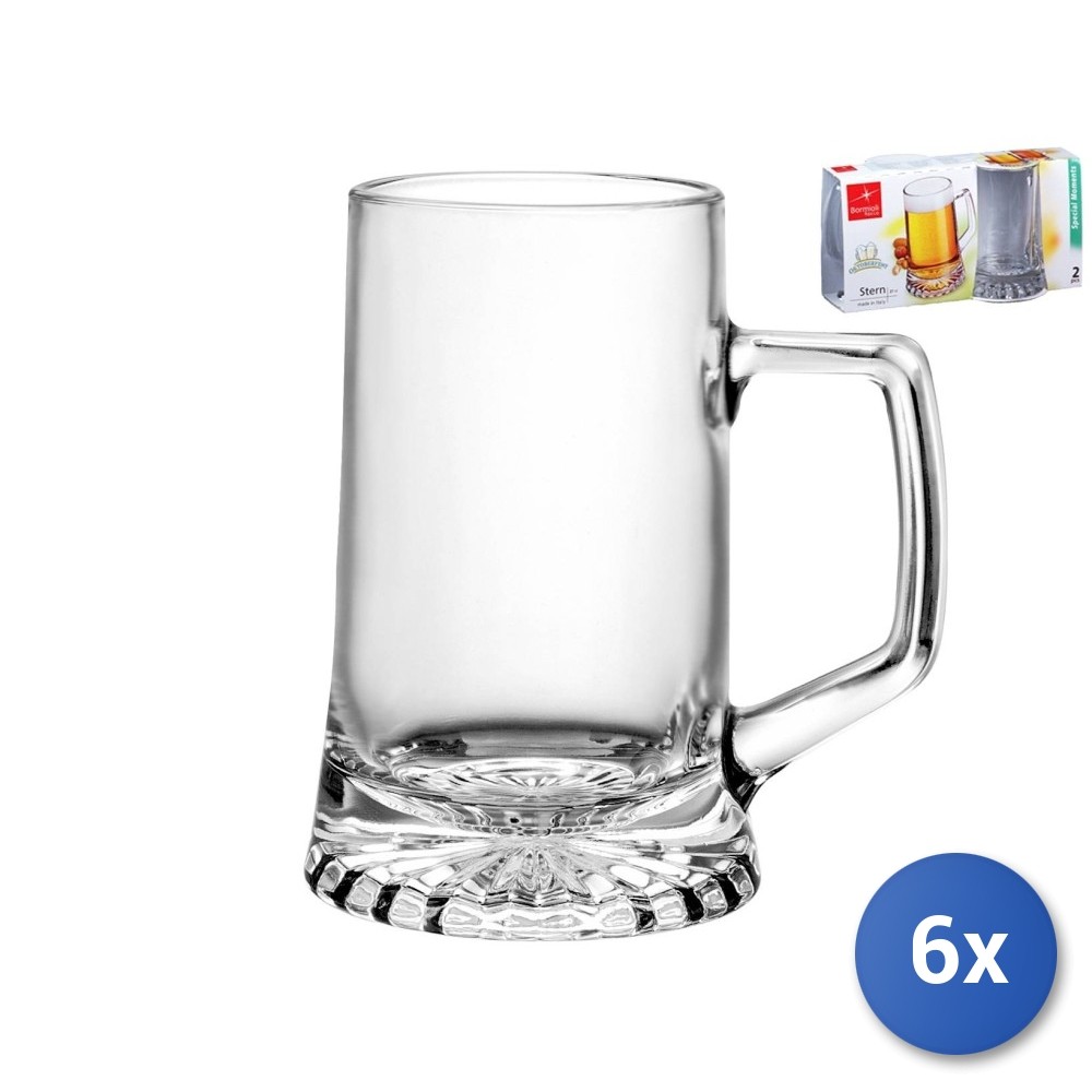 6 Packs Bormioli 2 Glass Stern Glasses with Handle Cl 51