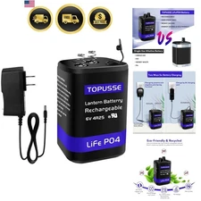 Rechargeable 6V Lantern Battery LiFePO4 4.5AH with Charger 1500+ Cycles