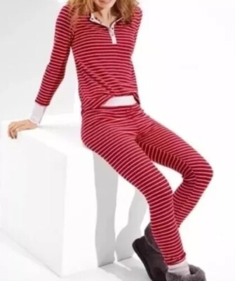 New! American Eagle Striped Waffle Pajama Set Women s Sz MEDIUM (M) 2-Pc PJ s