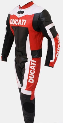 DUCATI Hommes Combinaison de Moto en Cuir Courses Moto en Cuir Veste Pantalon 50 - Photo 1/3