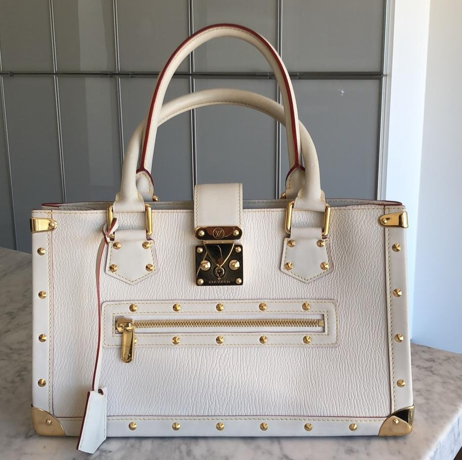 louis vuitton white leather handbag