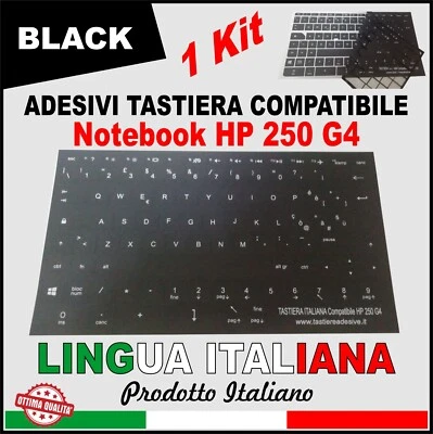 Adesivi Tastiera Italiana Compatibile PC Computer HP 250 G4 Keyboard Black