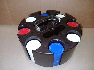 Vintage Turnit Mfg Bakelite Poker Chip Caddy Holder Lucite Handle Complete Set