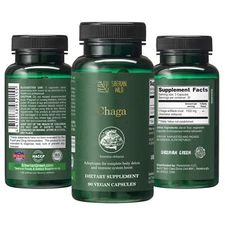 Siberian Wild Chaga Mushroom 1500mg Capsules – Immunity Booster – 90 Vegan Caps