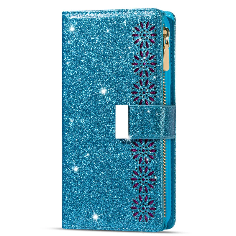 Glitter Wallet Case Zip Multi Card Flip Cover for Huawei P40 P30 P20 Lite Pro - Image 3 of 4