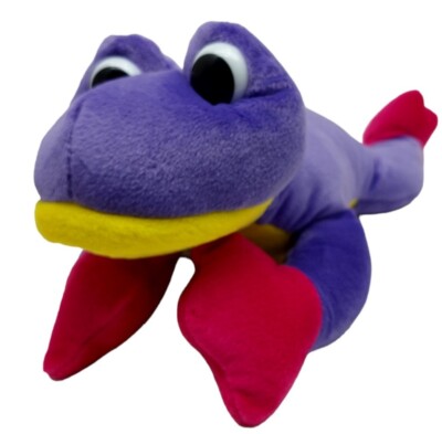 Fiesta Stuffed Plush Purple Yellow Pink Comic Frog 14'' 1996