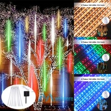 8 Tubes 144 LED Solar Lights Meteoric Rain Shower Tree String Light Garden Party