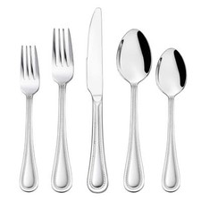 60-Piece Silverware Set Stainless Steel Flatware Service for 12 Pearled Edge ...