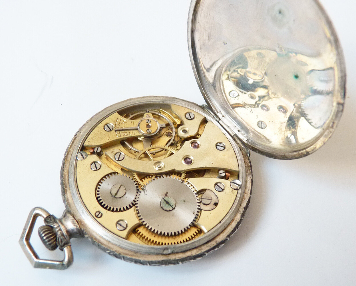 Solid Silver Pocket Watch Circa 1910 Silver Watch - image 4